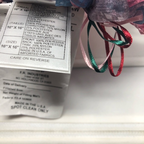 Disney Shopping Tinker Bell Throw Pillow Green Pink Mad Face Ribbon Fringe - Picture 7 of 9